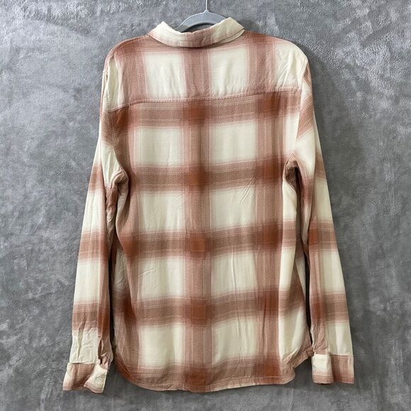 MAGASCHONI  BUTTON UP PLAID SHIRT men’s size Medium Plaid Brown/cream - Picture 2 of 11